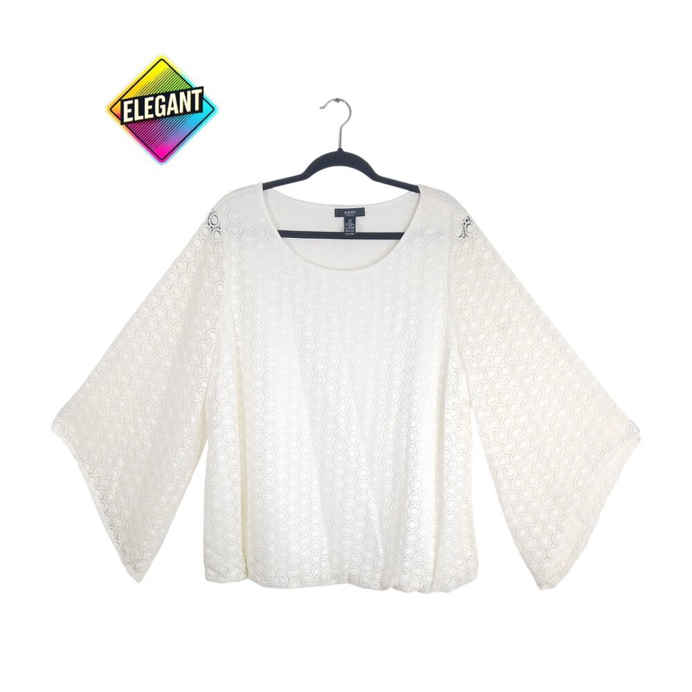 White Eyelet Bell Sleeve Blouse - Croft & Barrow